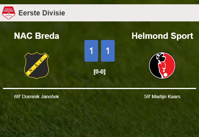 NAC Breda and Helmond Sport draw 1-1 on Friday