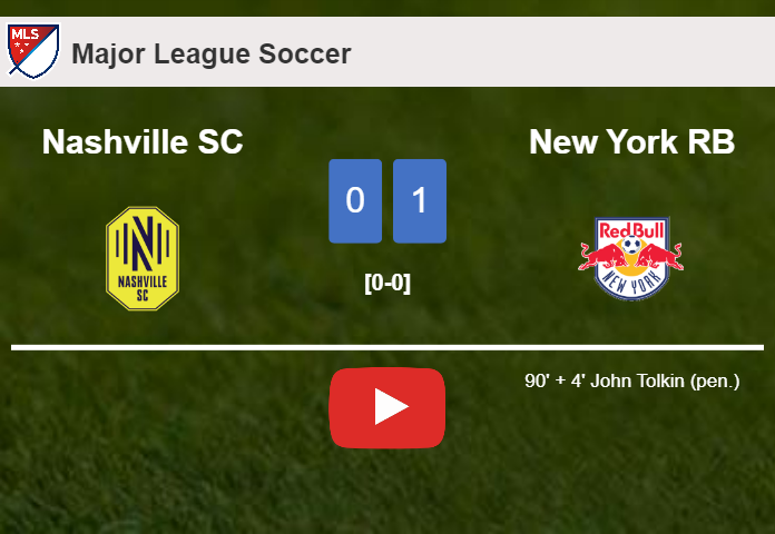 New York RB tops Nashville SC 1-0 with a late goal scored by J. Tolkin. HIGHLIGHTS