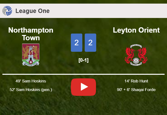 Northampton Town and Leyton Orient draw 2-2 on Tuesday. HIGHLIGHTS