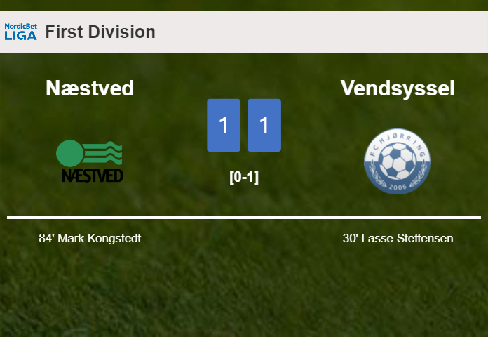 Næstved and Vendsyssel draw 1-1 on Sunday