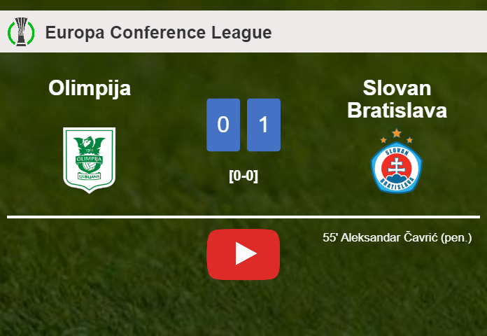 Slovan Bratislava beats Olimpija 1-0 with a goal scored by A. Čavrić. HIGHLIGHTS