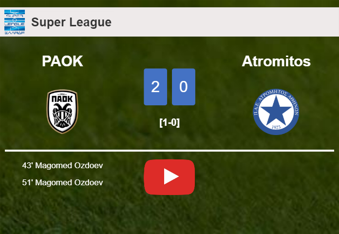 M. Ozdoev scores 2 goals to give a 2-0 win to PAOK over Atromitos. HIGHLIGHTS