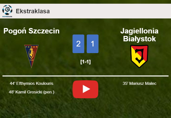 Pogoń Szczecin recovers a 0-1 deficit to conquer Jagiellonia Białystok 2-1. HIGHLIGHTS