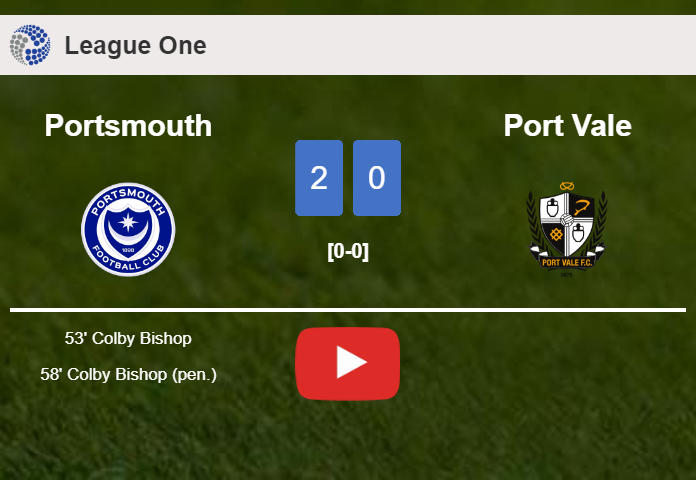 C. Bishop scores a double to give a 2-0 win to Portsmouth over Port Vale. HIGHLIGHTS