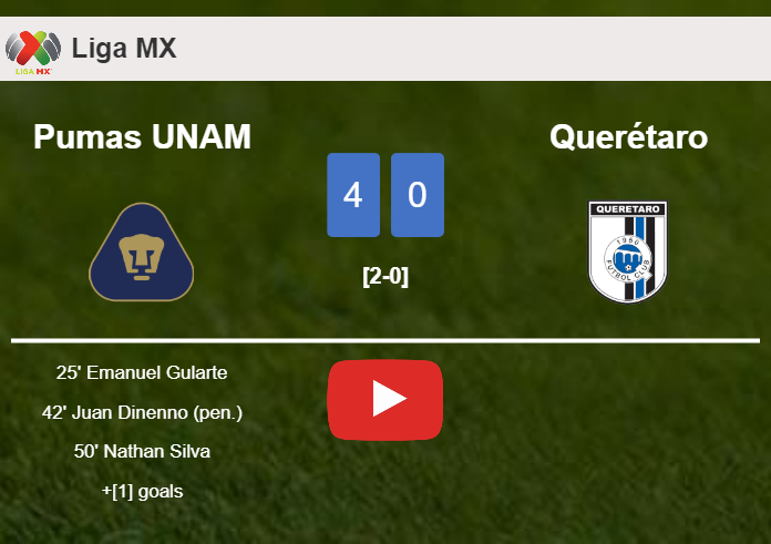 Pumas UNAM annihilates Querétaro 4-0 with an outstanding performance. HIGHLIGHTS