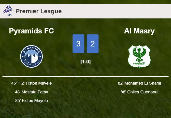 Pyramids FC beats Al Masry 3-2 with 2 goals from F. Mayele