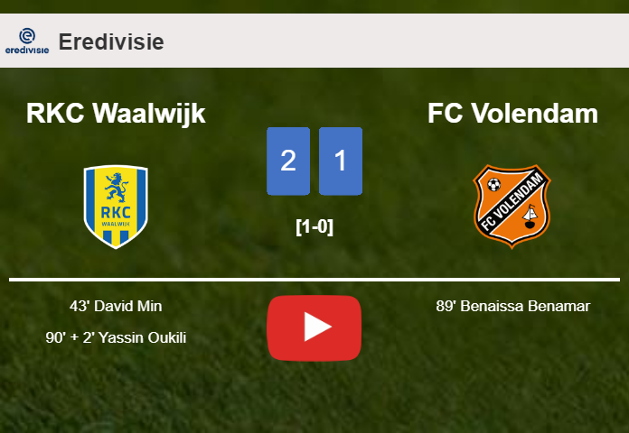 RKC Waalwijk snatches a 2-1 win against FC Volendam. HIGHLIGHTS