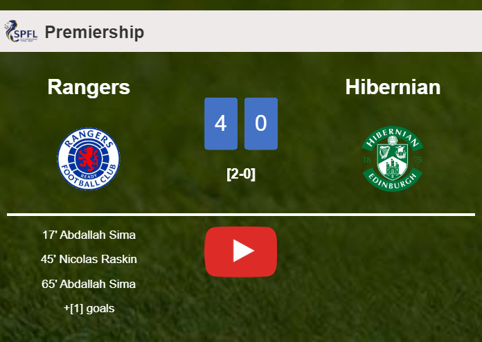 Rangers annihilates Hibernian 4-0 after playing a fantastic match. HIGHLIGHTS