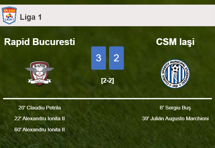 Rapid Bucuresti overcomes CSM Iaşi 3-2