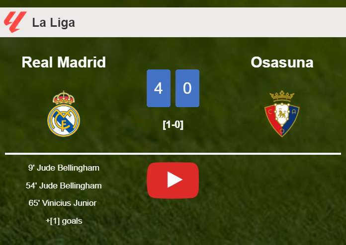 Real Madrid crushes Osasuna 4-0 with a superb match. HIGHLIGHTS