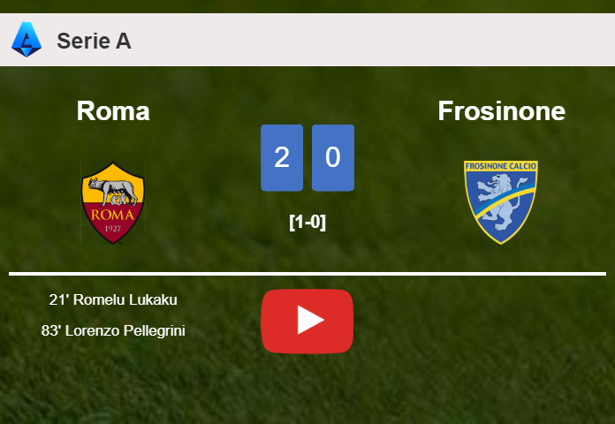 Roma prevails over Frosinone 2-0 on Monday. HIGHLIGHTS