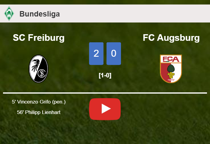 SC Freiburg prevails over FC Augsburg 2-0 on Sunday. HIGHLIGHTS