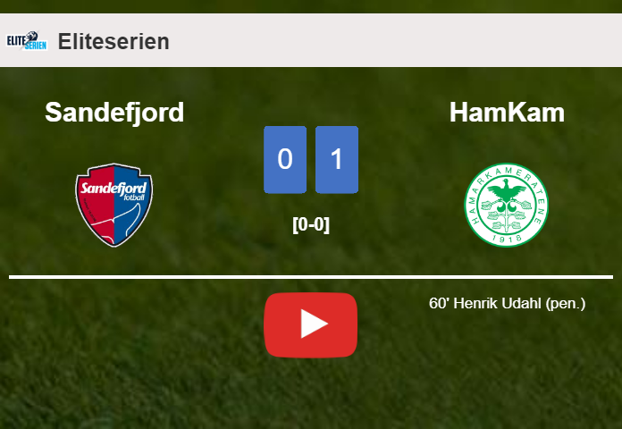 HamKam prevails over Sandefjord 1-0 with a goal scored by H. Udahl. HIGHLIGHTS