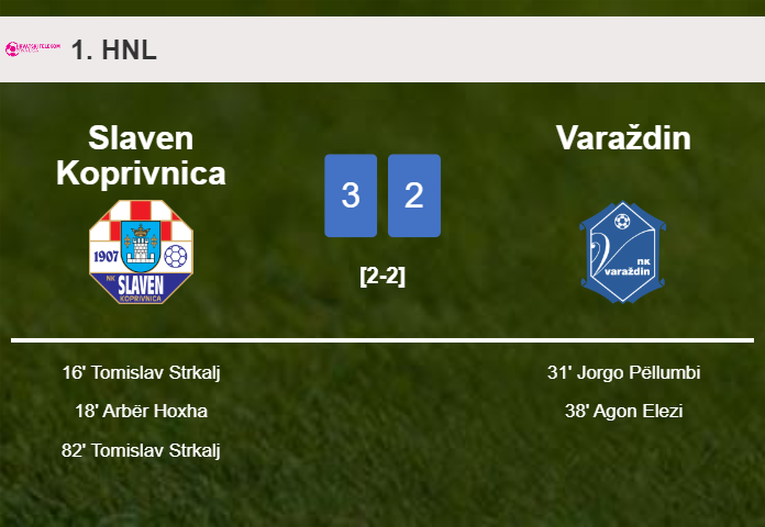 Slaven Koprivnica beats Varaždin 3-2 with 2 goals from T. Strkalj