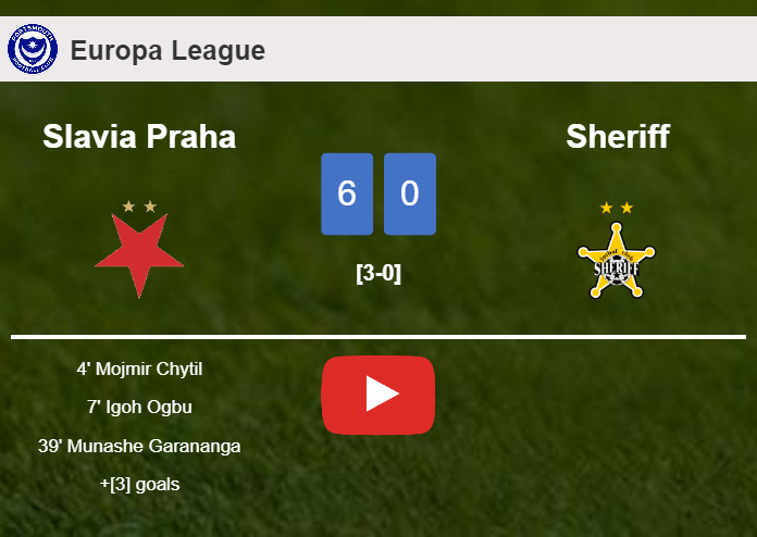 Slavia Praha wipes out Sheriff 6-0 after playing a great match. HIGHLIGHTS