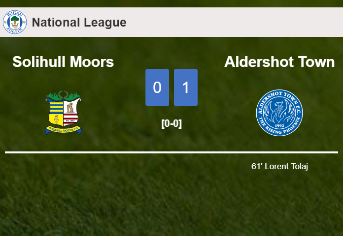 Aldershot Town defeats Solihull Moors 1-0 with a goal scored by L. Tolaj