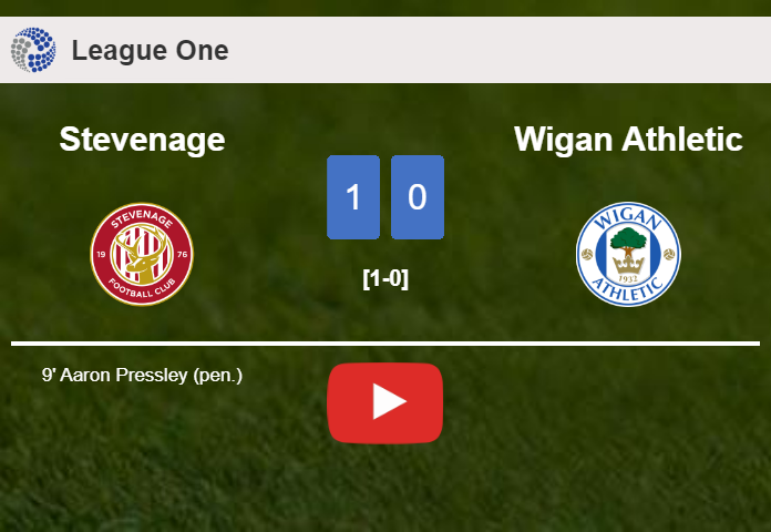 Stevenage tops Wigan Athletic 1-0 with a goal scored by A. Pressley. HIGHLIGHTS