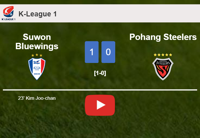 Suwon Bluewings beats Pohang Steelers 1-0 with a goal scored by K. Joo-chan. HIGHLIGHTS