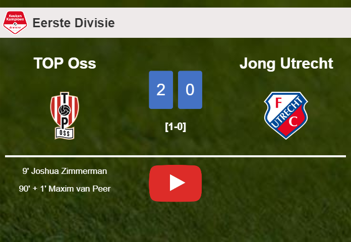 TOP Oss defeats Jong Utrecht 2-0 on Monday. HIGHLIGHTS