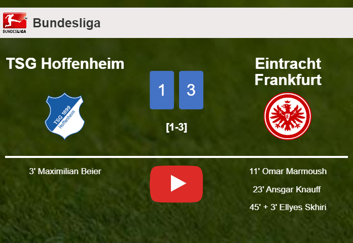 Eintracht Frankfurt prevails over TSG Hoffenheim 3-1 after recovering from a 0-1 deficit. HIGHLIGHTS