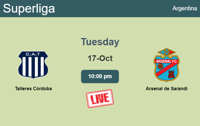 How to watch Talleres Córdoba vs. Arsenal de Sarandi on live stream and at what time