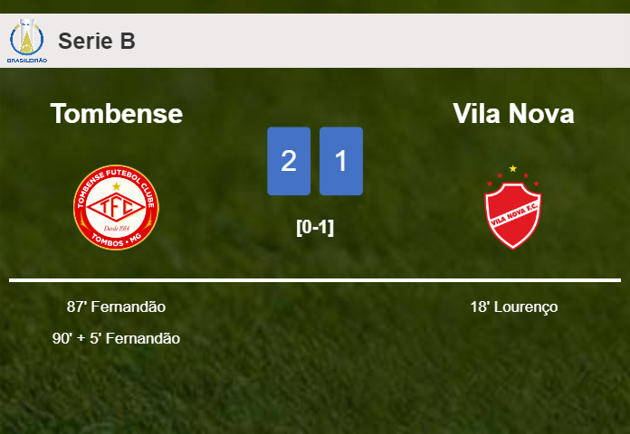 Tombense recovers a 0-1 deficit to conquer Vila Nova 2-1 with Fernandão scoring a double