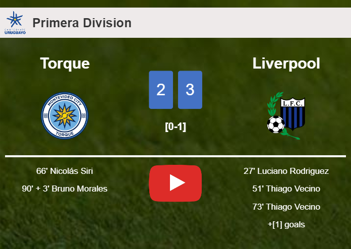 Liverpool conquers Torque 3-2. HIGHLIGHTS