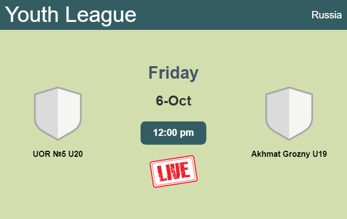 How to watch UOR №5 U20 vs. Akhmat Grozny U19 on live stream and at what time