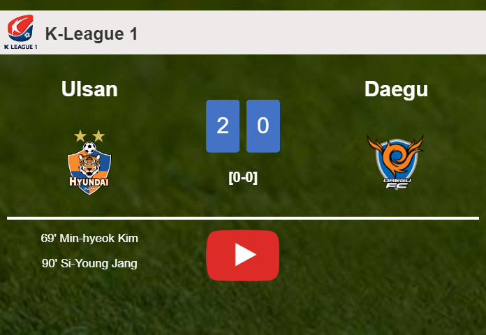 Ulsan overcomes Daegu 2-0 on Sunday. HIGHLIGHTS