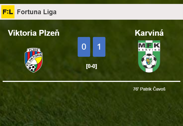 Karviná beats Viktoria Plzeň 1-0 with a goal scored by P. Čavoš