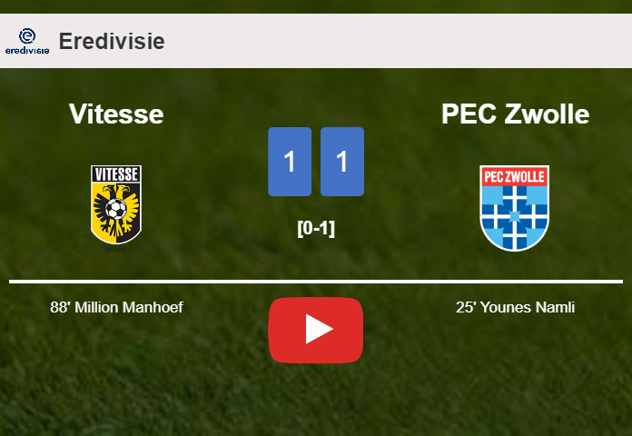 Vitesse clutches a draw against PEC Zwolle. HIGHLIGHTS