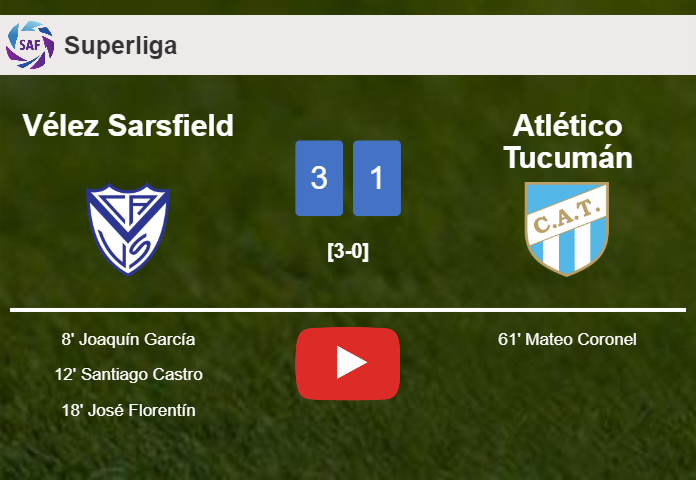 Vélez Sarsfield overcomes Atlético Tucumán 3-1. HIGHLIGHTS