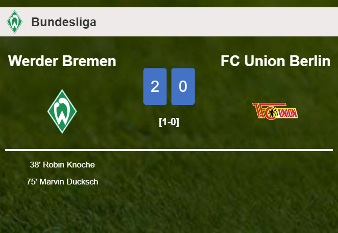 Werder Bremen defeats FC Union Berlin 2-0 on Saturday