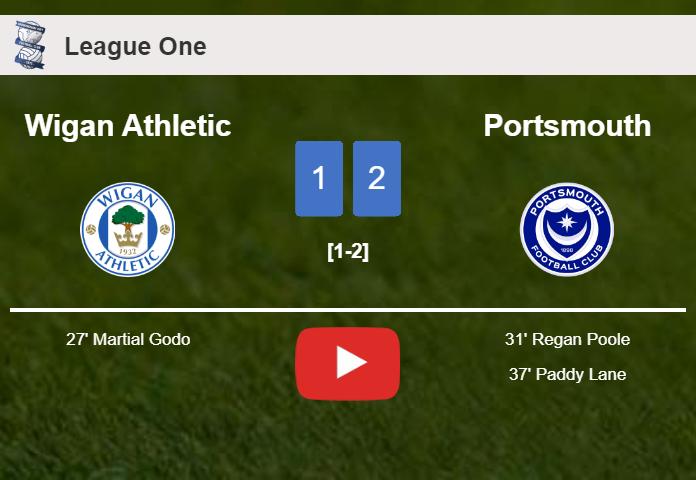 Portsmouth recovers a 0-1 deficit to top Wigan Athletic 2-1. HIGHLIGHTS
