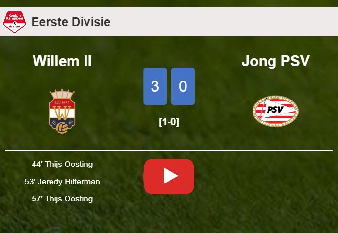Willem II obliterates Jong PSV with 2 goals from T. Oosting. HIGHLIGHTS
