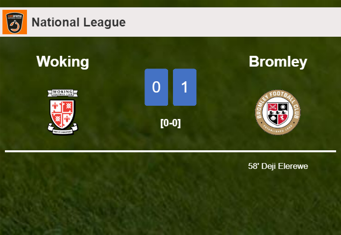 Bromley prevails over Woking 1-0 with a goal scored by D. Elerewe