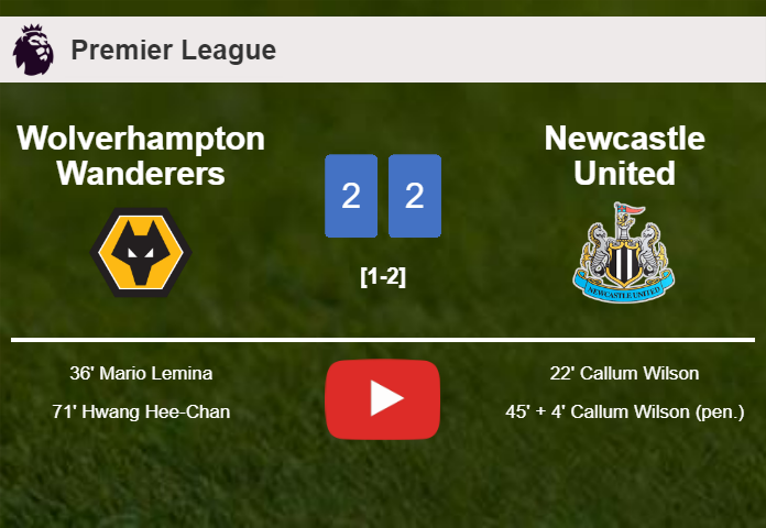 Wolverhampton Wanderers and Newcastle United draw 2-2 on Saturday. HIGHLIGHTS