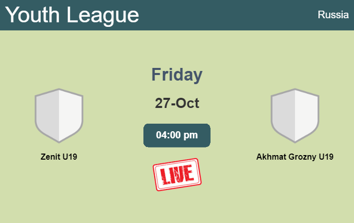 How to watch Zenit U19 vs. Akhmat Grozny U19 on live stream and at what time