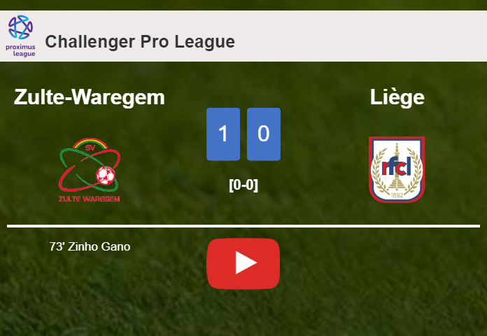 Zulte-Waregem beats Liège 1-0 with a goal scored by Z. Gano. HIGHLIGHTS