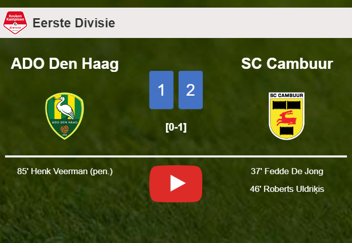 SC Cambuur clutches a 2-1 win against ADO Den Haag. HIGHLIGHTS