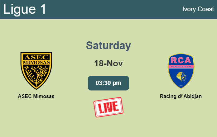 How to watch ASEC Mimosas vs. Racing d'Abidjan on live stream and at what time