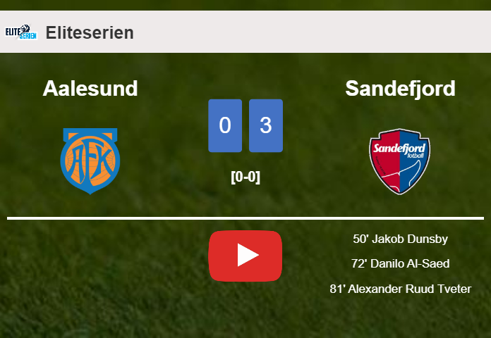 Sandefjord conquers Aalesund 3-0. HIGHLIGHTS