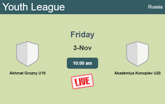 How to watch Akhmat Grozny U19 vs. Akademiya Konoplev U20 on live stream and at what time