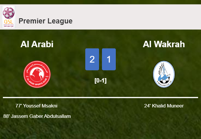 Al Arabi recovers a 0-1 deficit to beat Al Wakrah 2-1