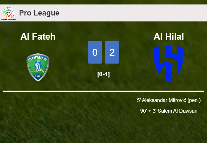 Al Hilal beats Al Fateh 2-0 on Friday