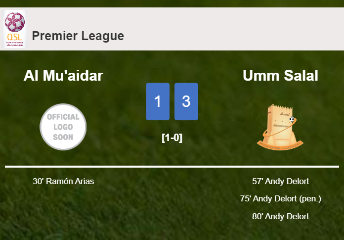 Umm Salal conquers Al Mu'aidar 3-1 with 3 goals from A. Delort
