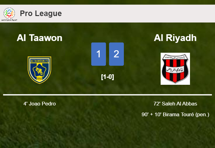 Al Riyadh recovers a 0-1 deficit to top Al Taawon 2-1