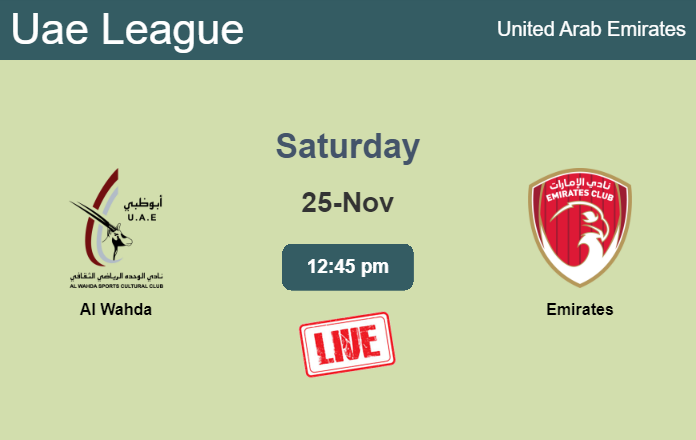 How to watch Al Wahda vs. Emirates on live stream and at what time