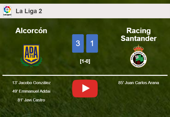 Alcorcón overcomes Racing Santander 3-1. HIGHLIGHTS