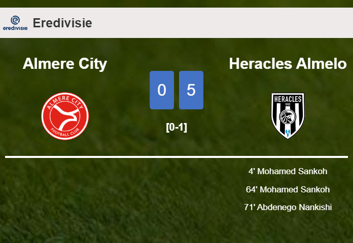 Heracles Almelo defeats Almere City 5-0 after playing a incredible match